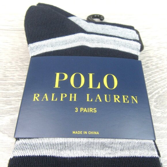 Polo Ralph Lauren Dress Slack Socks Men's Size 6-12.5 (3 PAIRS) Gray Multi NEW - Picture 3 of 10